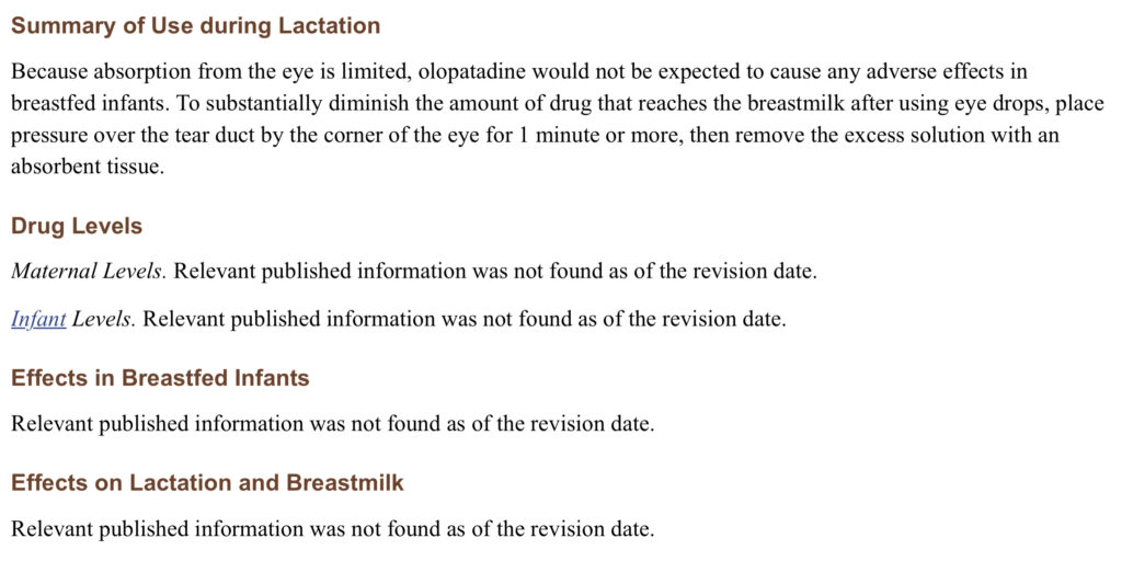 オロパタジンのLactMed評価