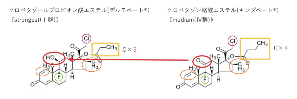 クロベタゾールプロピオン酸エステルの構造式と構造活性相関
