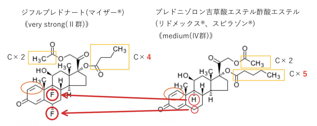 ジフルプレドナートの構造式と構造活性相関