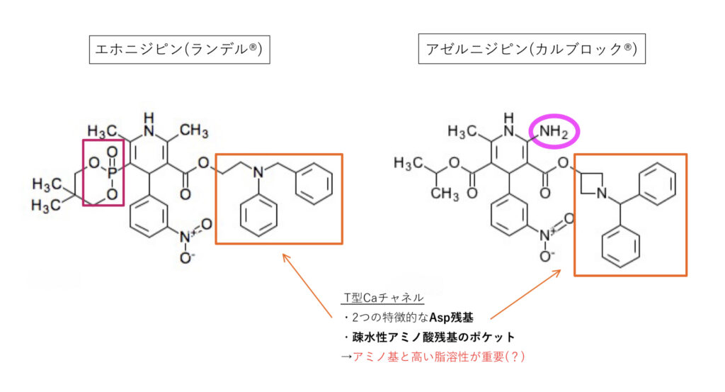 エホニジピン、アゼルニジピンの構造式